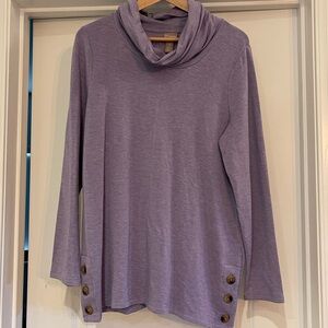 Chico's Purple Cowl Neck Sweater with Button Details